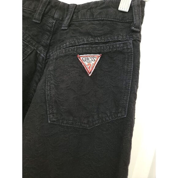Vtg Guess Georges Marciano Black Jacquard High Waisted Jeans w/ Zip Ankle Sz 28 - Picture 3 of 10